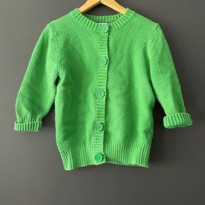 LL Bean Size M Green Cardigan 100% Cotton Woven Button Up